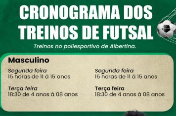 Cronograma dos treinos do FUTSAL